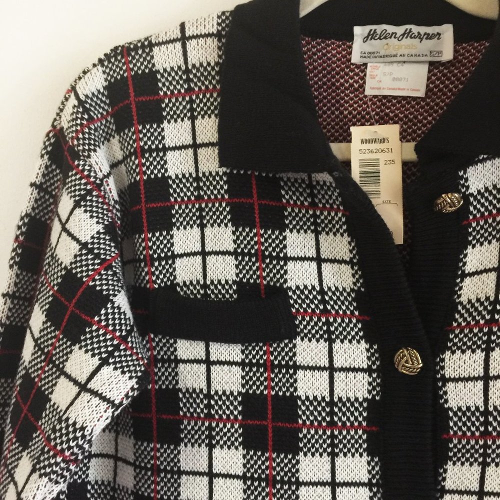 ***SOLD*** Vintage Helen Harper plaid boxy cardigan